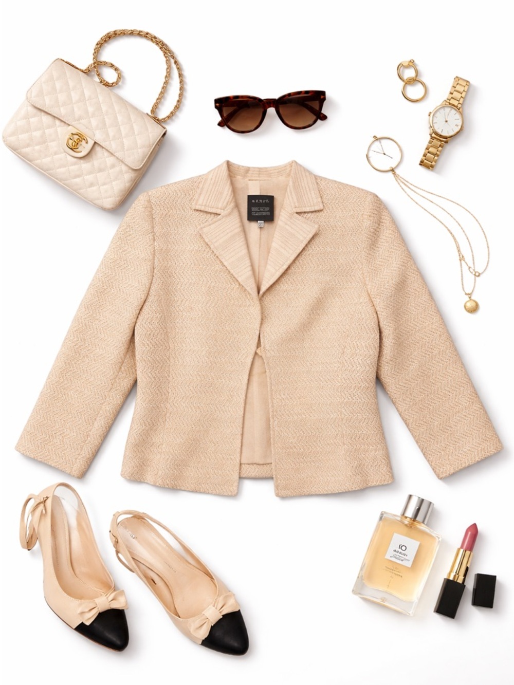 Akris Bergdorf Goodman Wool Blend Blazer Jacket Size 8 Beige